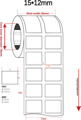 15x12mm Thermal Transfer Adhesive Label 2mil White Matte Polyimide Label